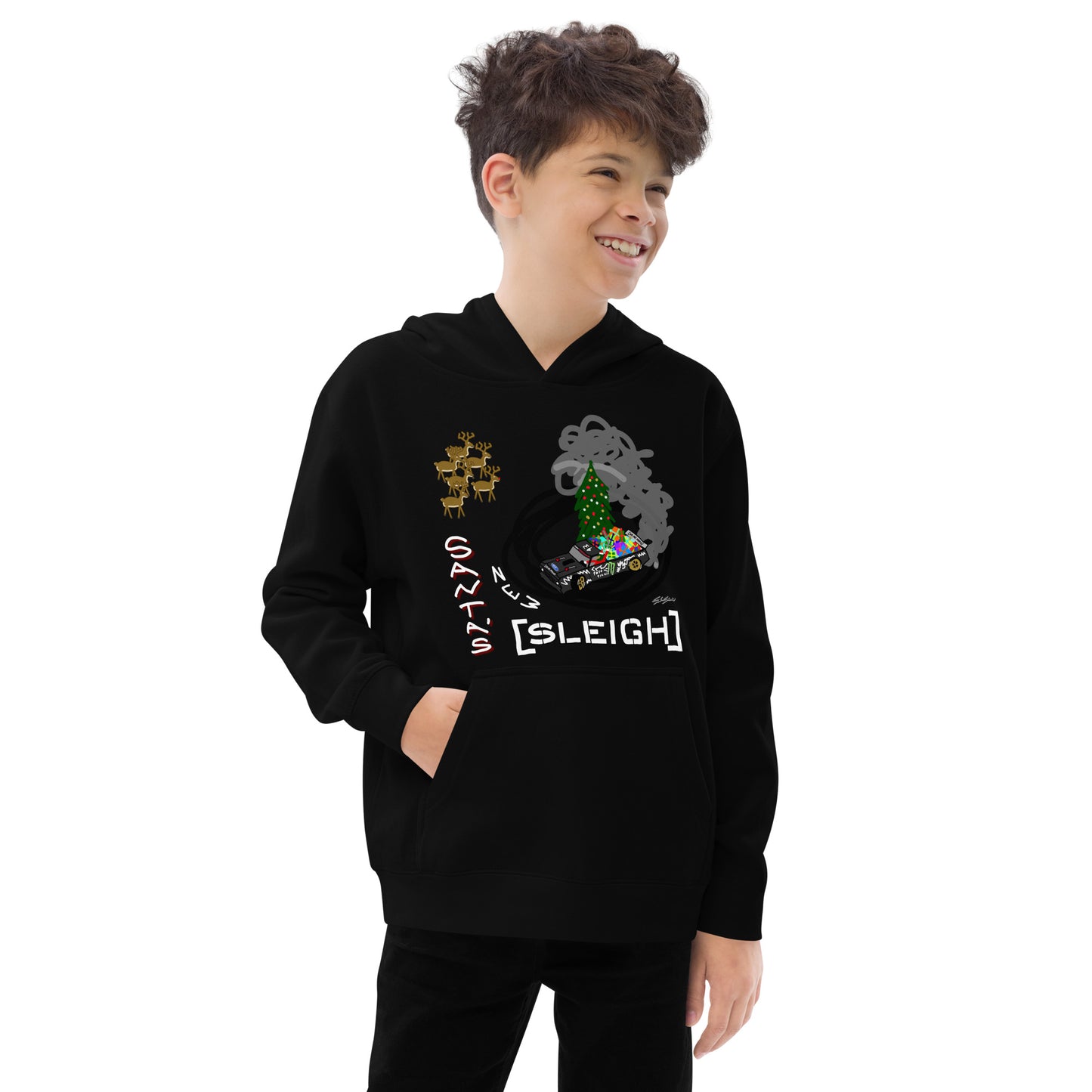 Santa's New Sleigh - Unisex Kids fleece hoodie