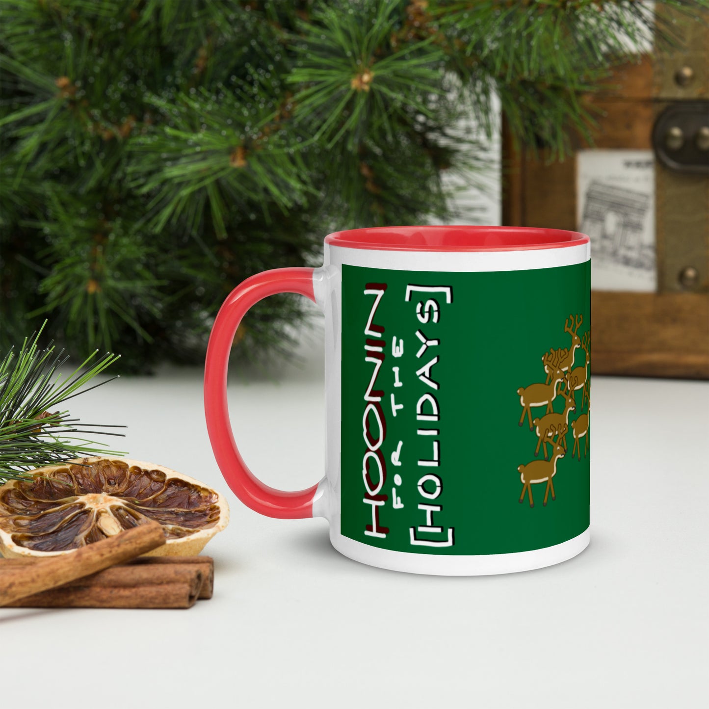 Santa's New Sleigh - Green Mug with Red Inside/Handle