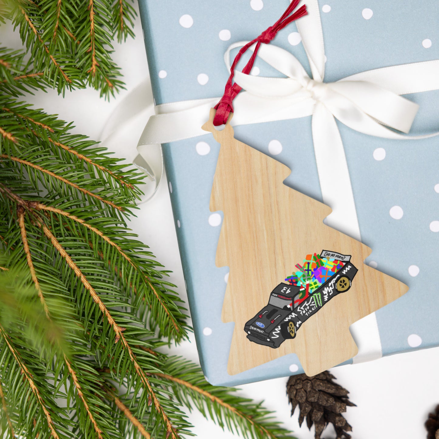 Santa's New Sleigh - Wooden ornament