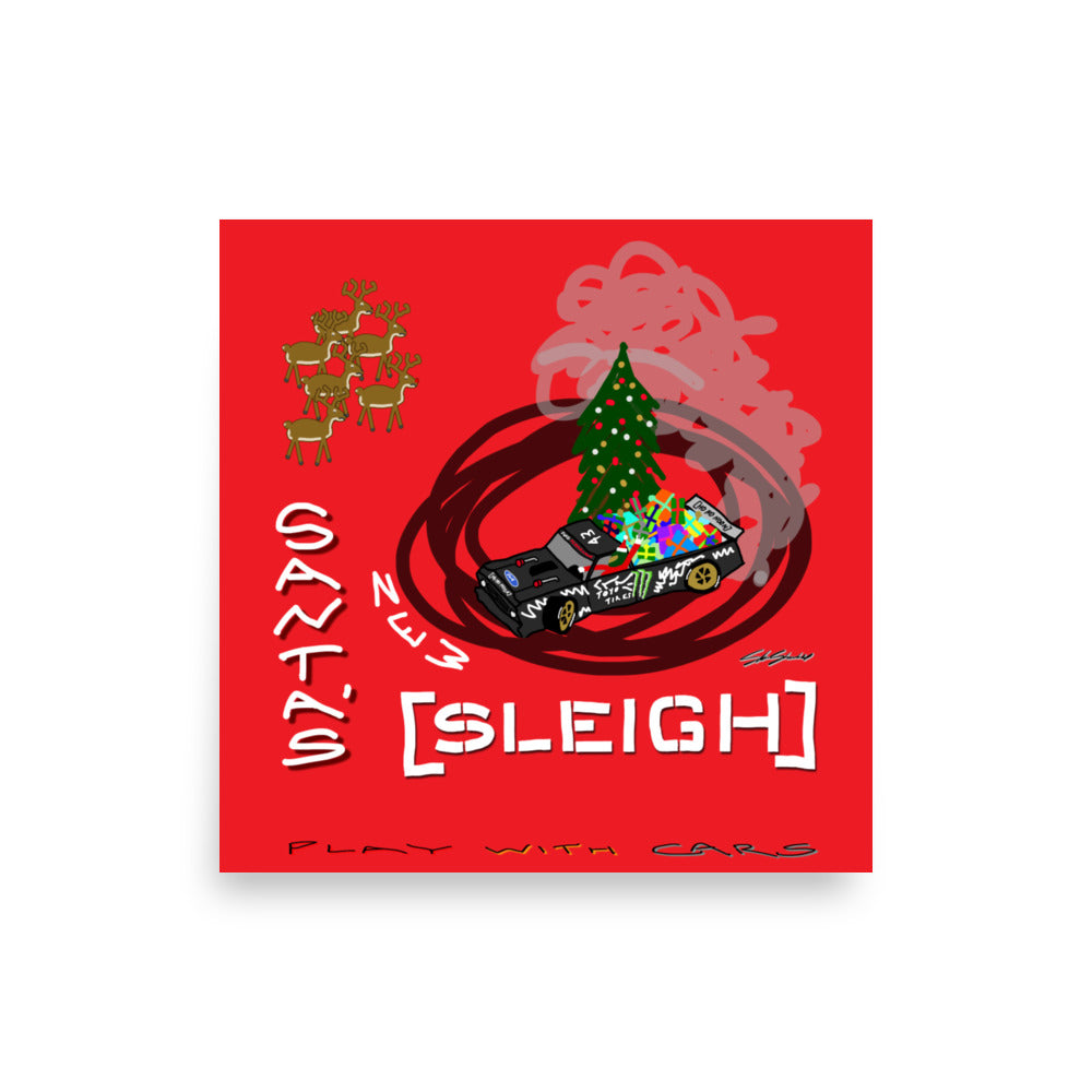 Santa's New Sleigh - Red Poster